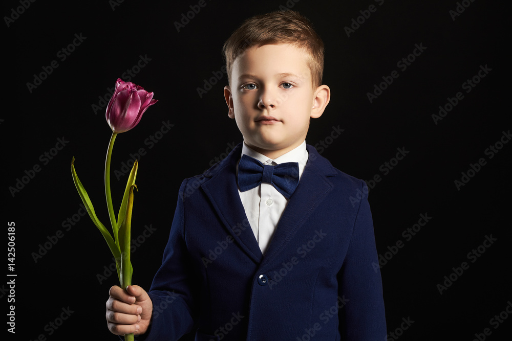 little boy with flower.stylish kid little boy with flower.stylish kid