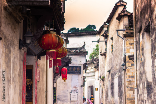 Hongcun, China - July 28, 2014: Streets of the old town of Hongcun photo