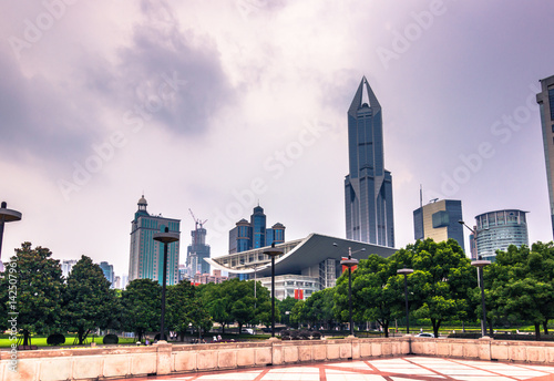 Canvas Print Shanghai, China - July 25, 2014: Downtown of Shanghai from the People's Square