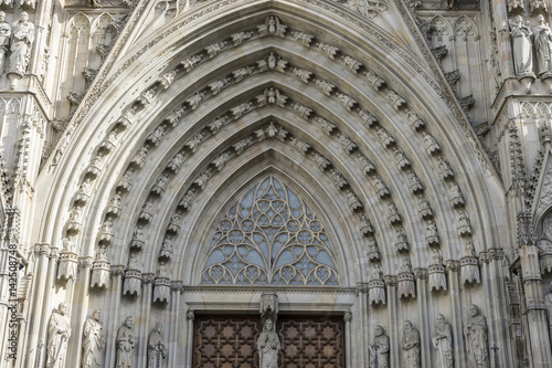 Travel, Facade of the Cathedral of Barcelona located in the old part of the city, catalonia, spain