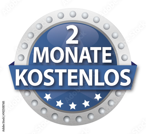 Button 2 Monate kostenlos, blau