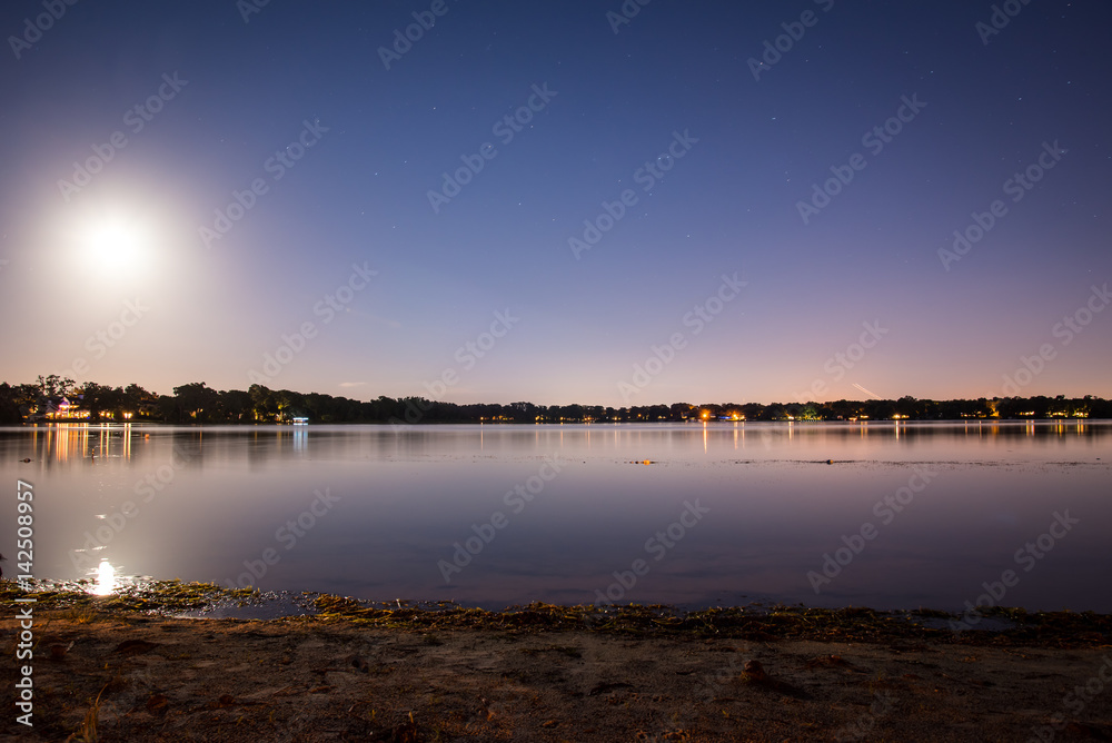 Moonlight Reflection over Lake during Long exposure picture 