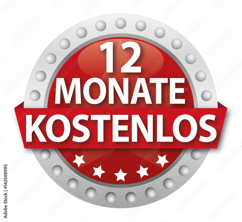 Button 12 Monate kostenlos, rot