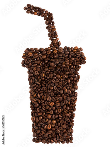 Coffee cup illustratet with coffee beans