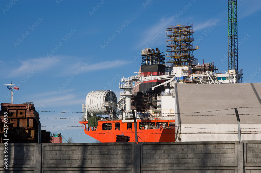Fototapeta premium Transport ship in port.