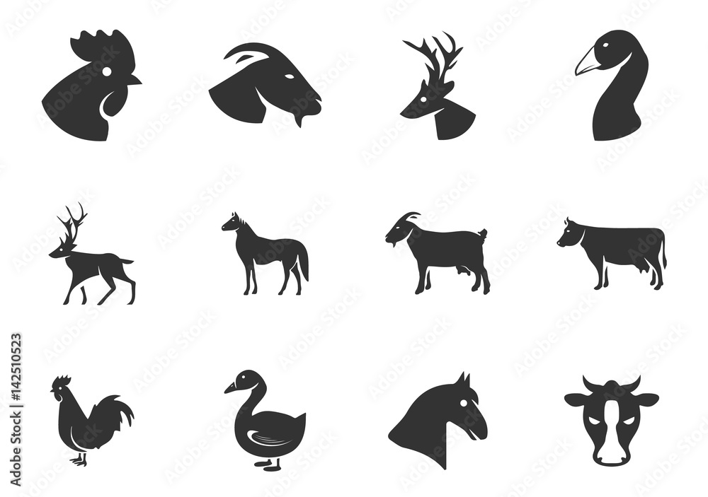 Livestock icons set Livestock icons set