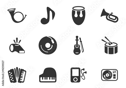 Musical instruments icons set