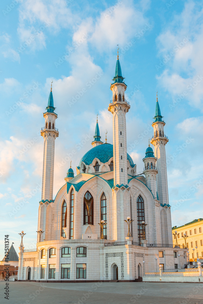 Kul-Sharif mosque in Kazan Kremlin At sunset in Tatarstan, Russia