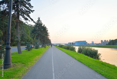 Bike path at summer evening.
