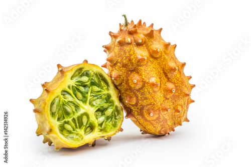 Kiwano isolated on white background. Clipping path included in JPEG.