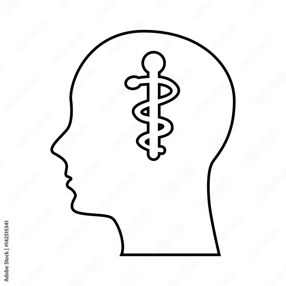 human profile with caduceus symbol vector illustration design human profile with caduceus symbol vector illustration design