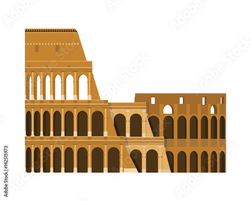 Colosseum, Rome, Italy. Isolated on white background vector illustration.