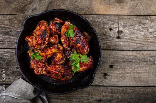 Chicken wings in cast iron skillet