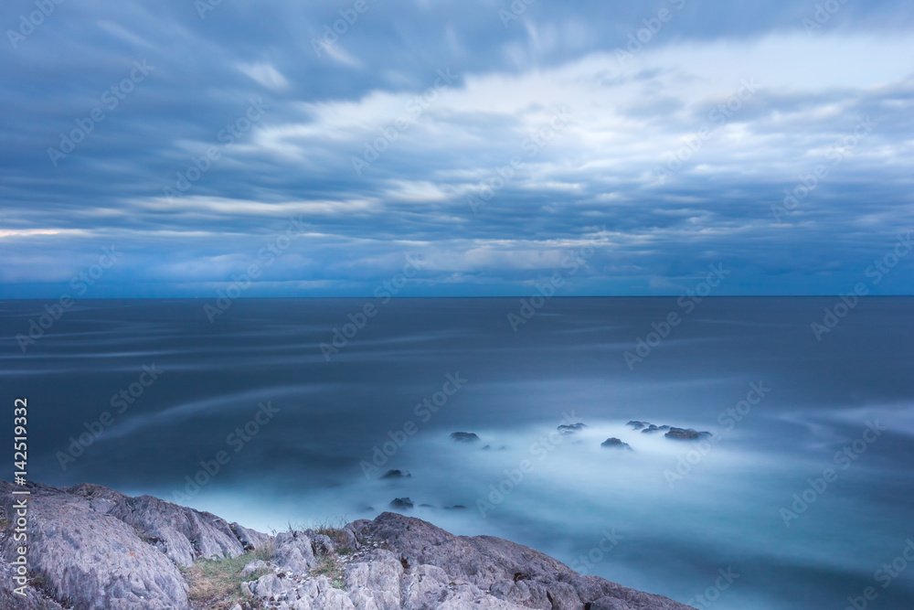 Fototapeta premium Long exposure on the Atlantic Ocean in Nova Scotia, Canada