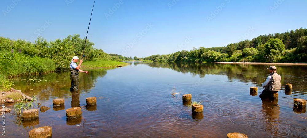 Beautiful river flowing in the countryside on a Sunny summer day
