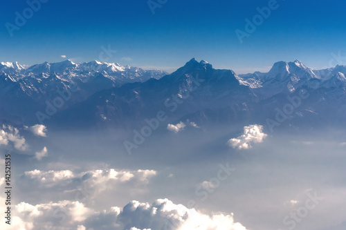High angle view of the Himalayas northern Nepal.