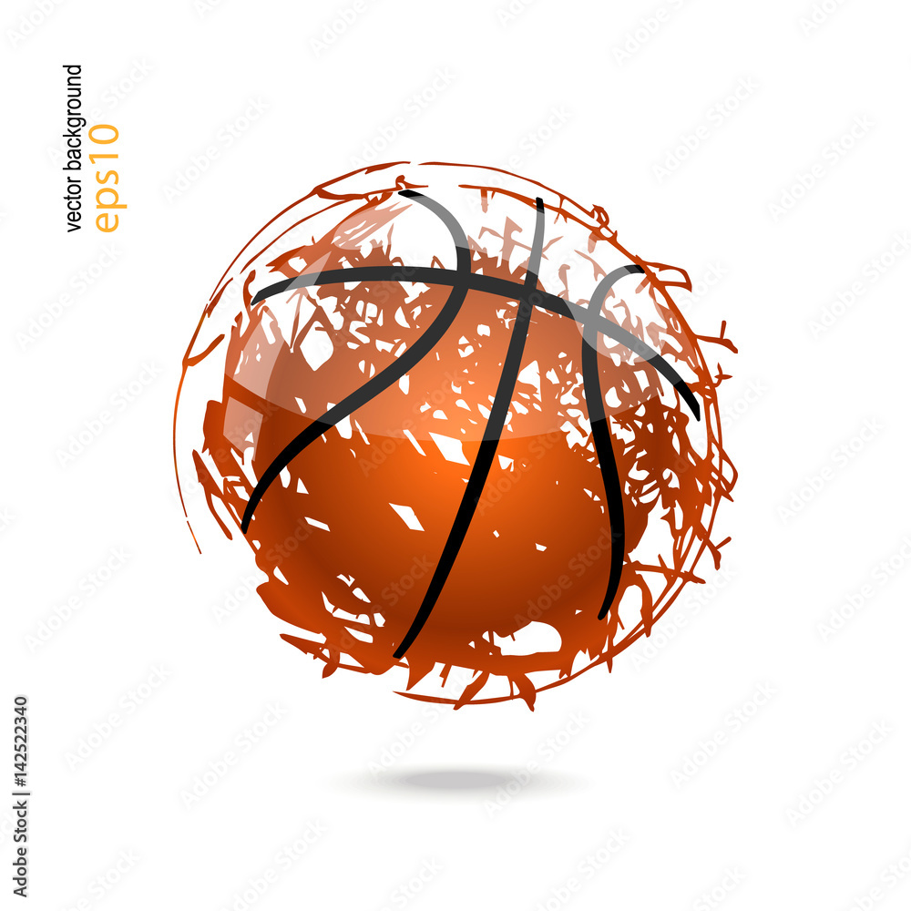 Abstract background, logo, symbol, grunge ball, black lines. Ball on