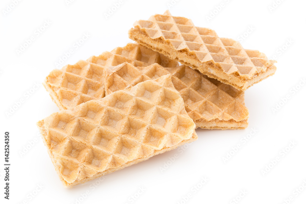 Waffle with crem isolated on white background. Waffle with crem isolated on white background.