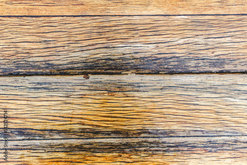 Old wooden planks with cracks, horizontal top view background.
