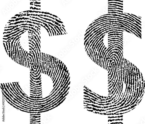 symbol dollar with shape fingerprint