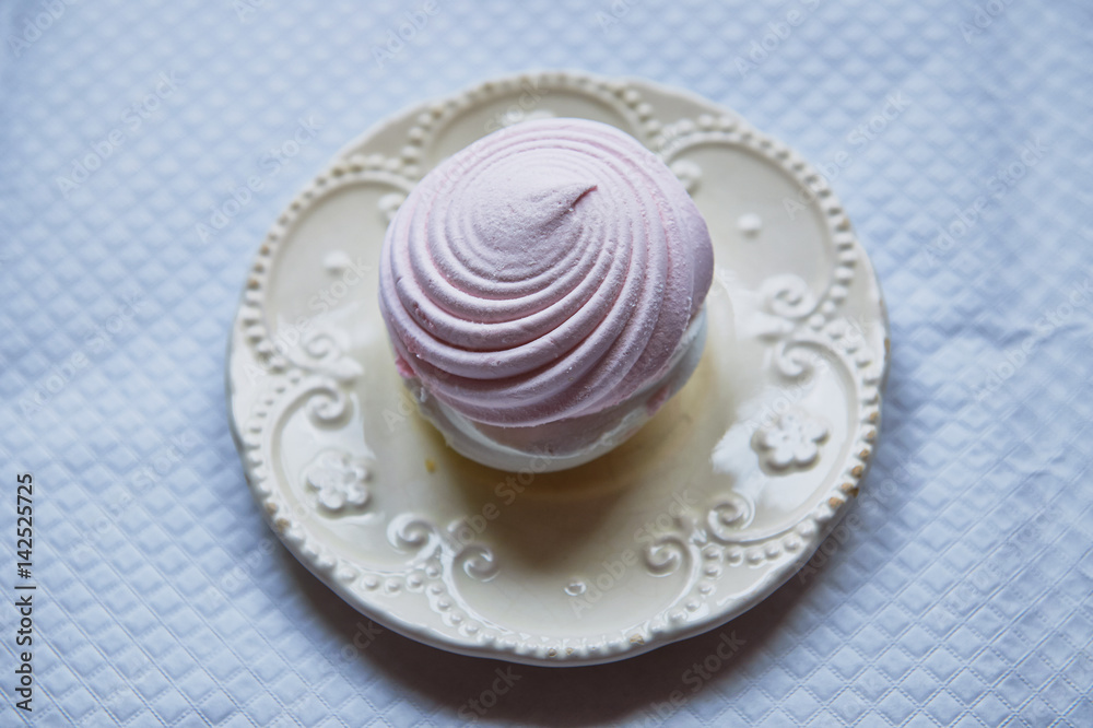 Homemade vanilla and rosewater marshmallows, selective focus Homemade vanilla and rosewater marshmallows, selective focus