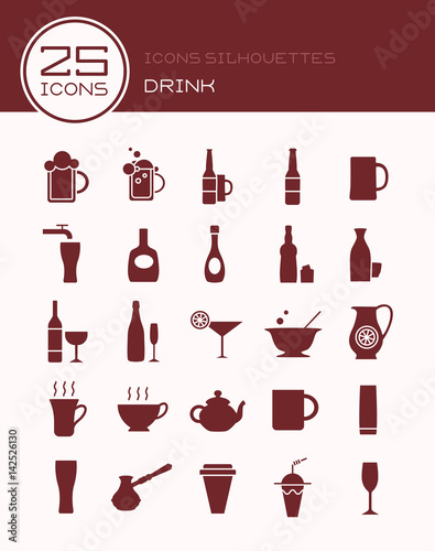 Icons silhouettes drink