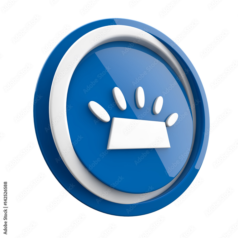ikona plastikowa 3D niebieskie koło i pierścień - obrazy, fototapety, plakaty 