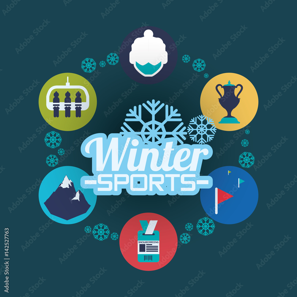 Snowboarding and winter sports vector icon symbol,