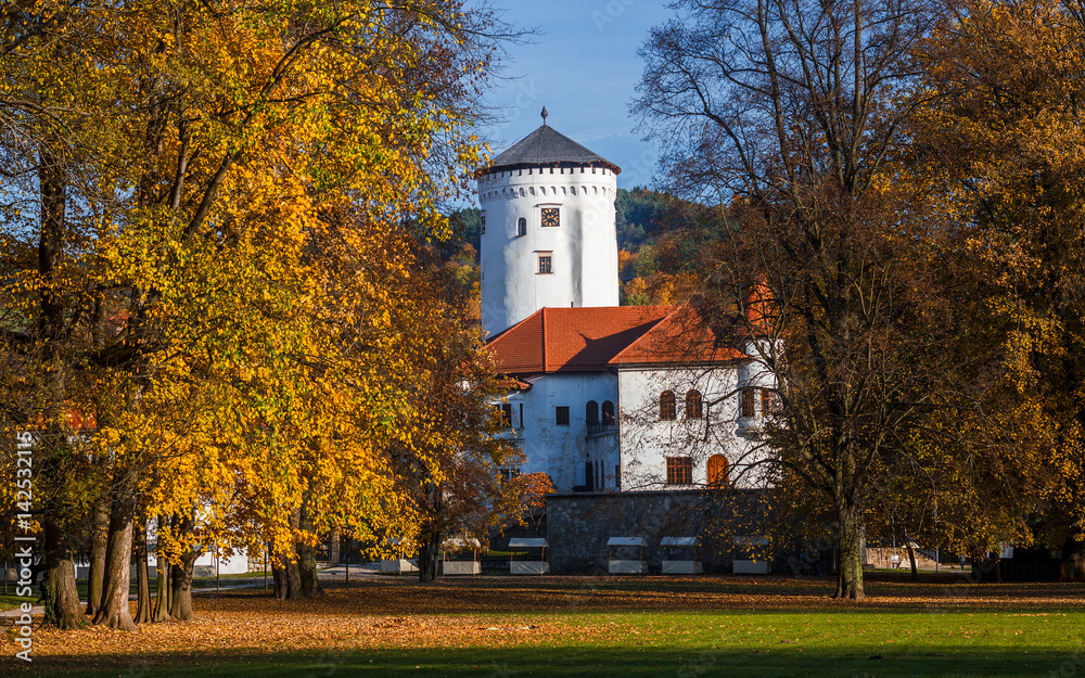 Obraz premium Medieval castle Budatin with park near by Zilina, central Europe, Slovakia