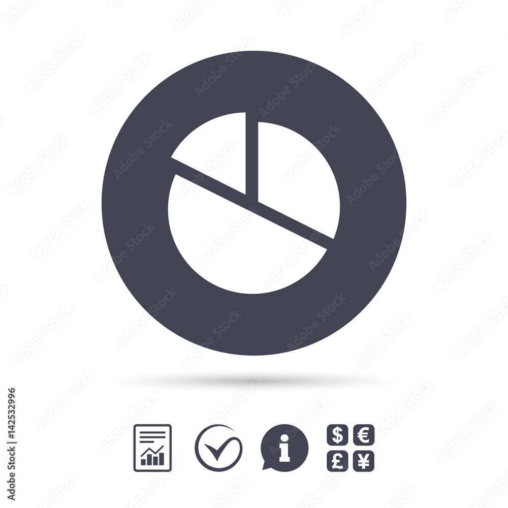 Pie chart graph sign icon. Diagram button. Pie chart graph sign icon. Diagram button.