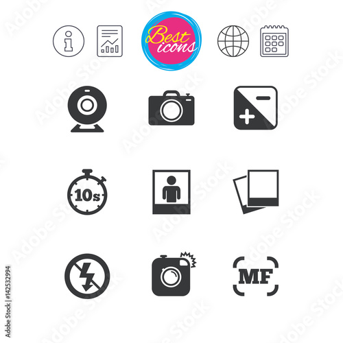 Photo, video icons. Camera, photos and frame.
