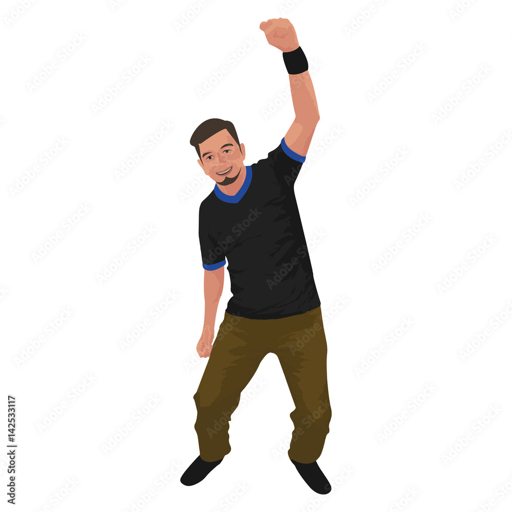 Isolated person celebrating Isolated person celebrating