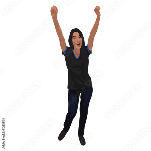 Isolated person celebrating