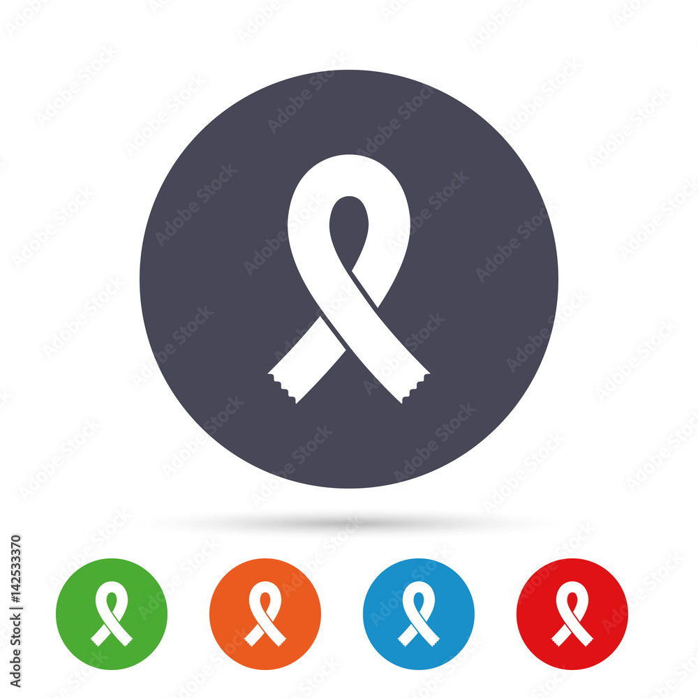 Ribbon sign icon. Breast cancer awareness symbol. Ribbon sign icon. Breast cancer awareness symbol.