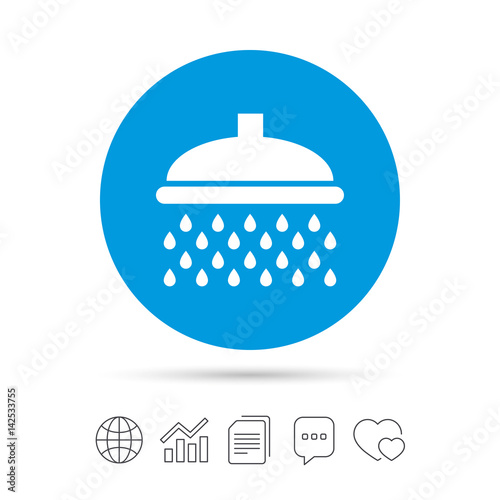 Shower sign icon. Douche with water drops symbol.