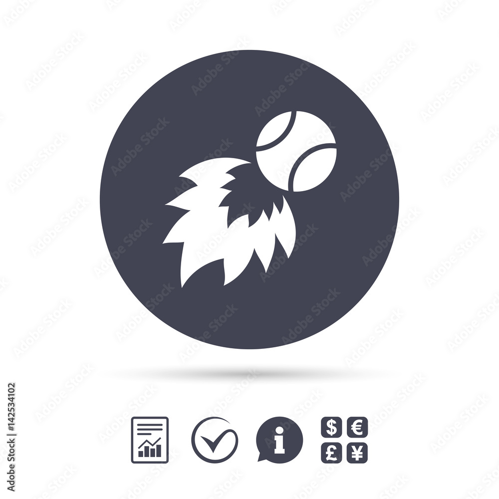 Tennis fireball sign icon. Fast sport symbol. Tennis fireball sign icon. Fast sport symbol.