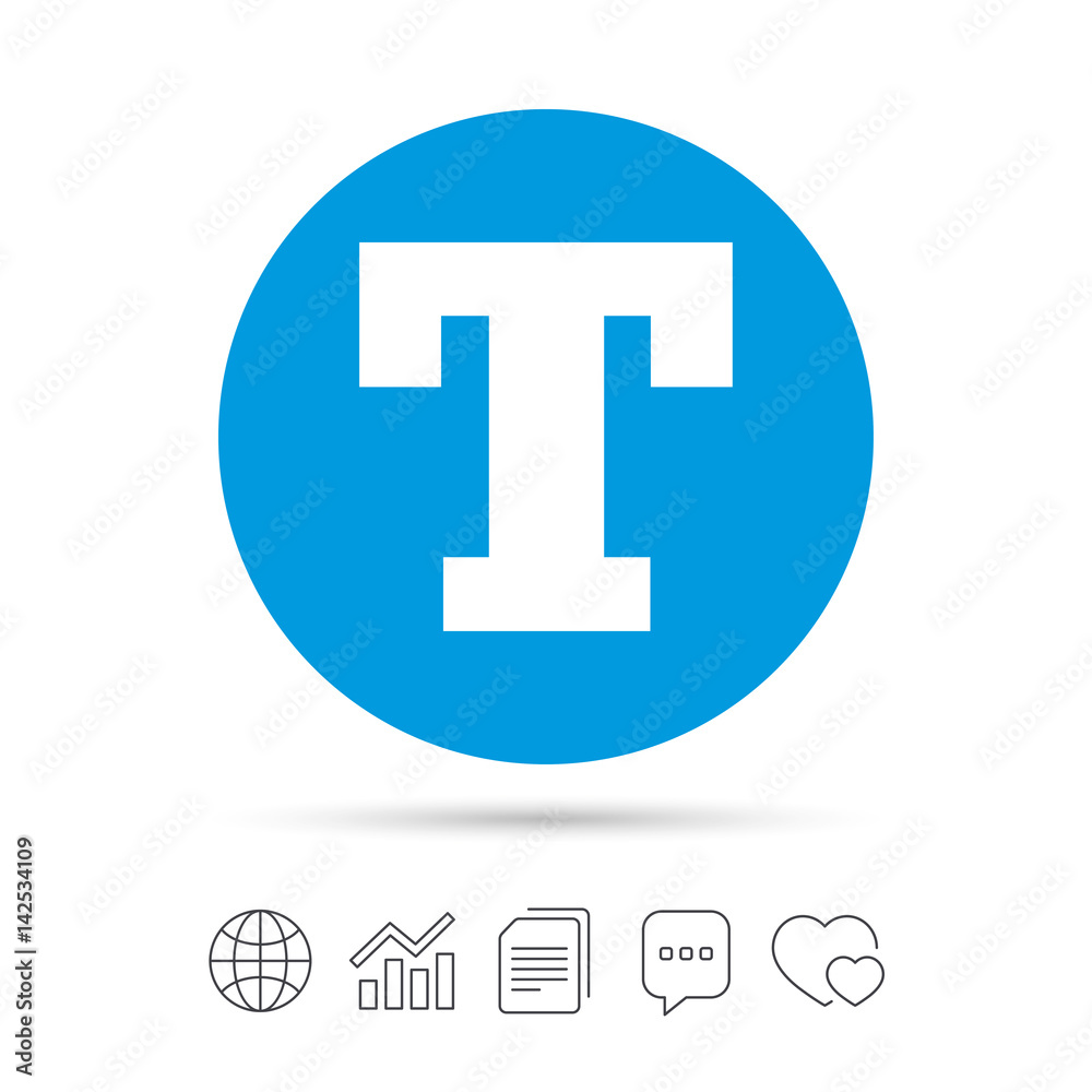 Text edit sign icon. Letter T button. Text edit sign icon. Letter T button.
