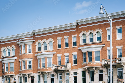 Row houses on Charles Street, in Charles Village, Baltimore, Maryland. © jonbilous