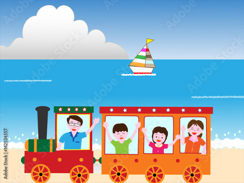 家族で海の鉄道の旅