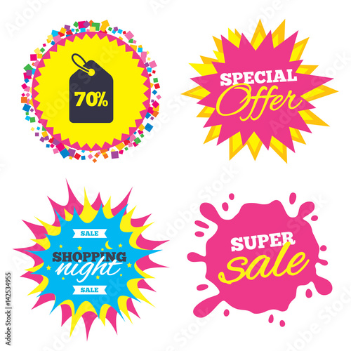 70 percent sale price tag sign icon.
