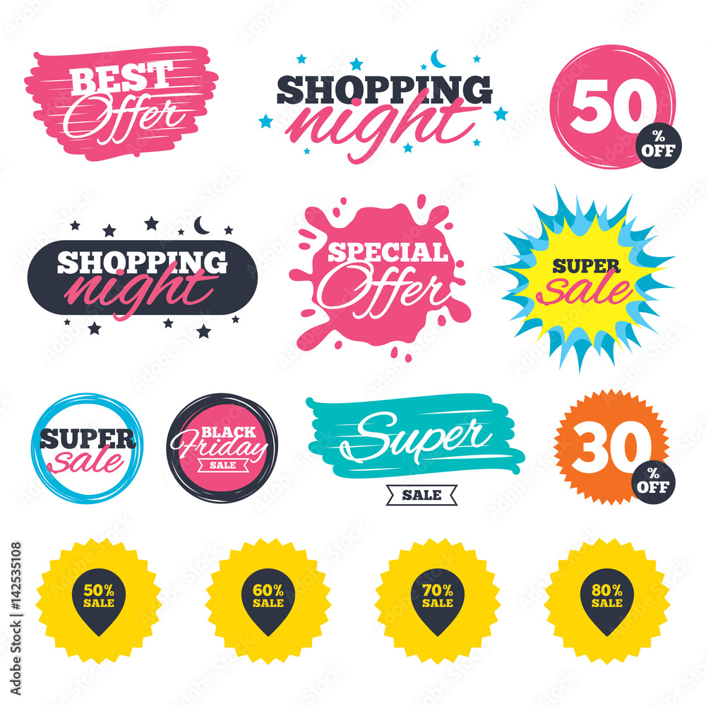 Obraz premium Sale pointer tag icons. Discount symbols.