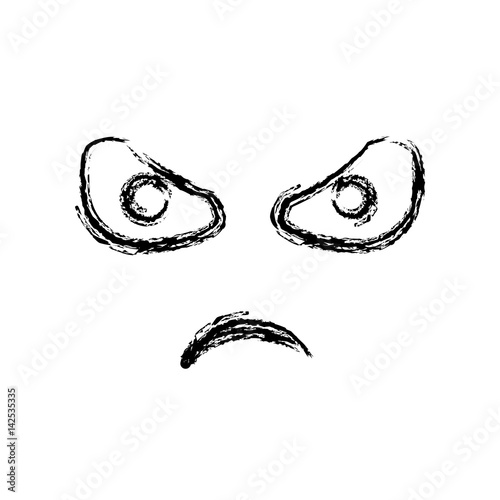 blurred silhouette emoticon angry expression vector illustration