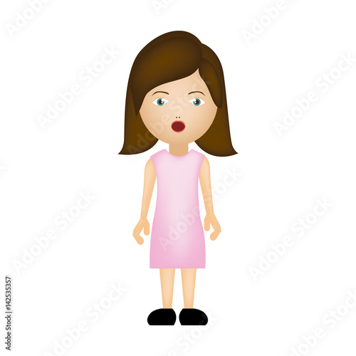 colorful caricature surprised woman with costume vector illustration