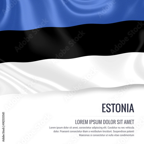 Free Download Silky flag of Estonia waving on an isolated white background with the white text area for your advert message. 3D rendering. - GFXLoad