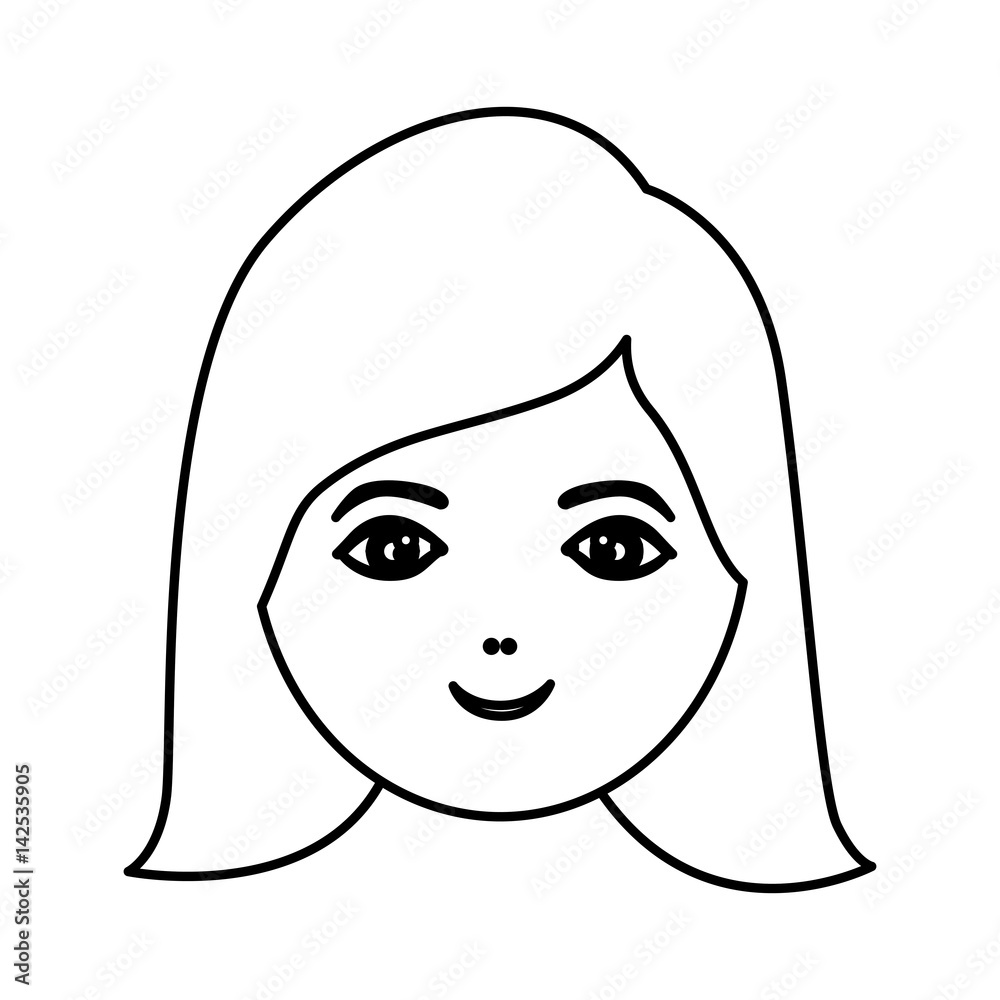 silhouette cartoon human female happy face vector illustration Stock ...