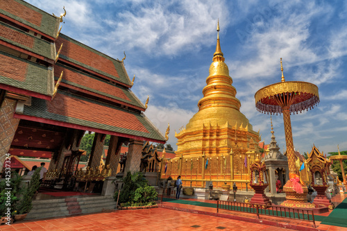 Wat Phra That Hariphunchai is most popular at Lumphun provice,Thailand (24Mar2017)