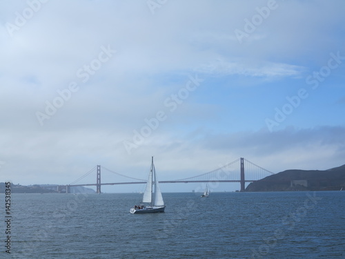 Golden Gate bridge and the boat