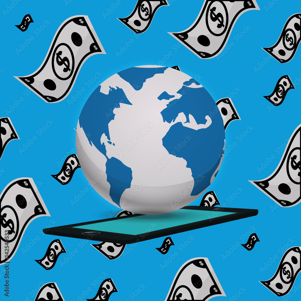 Fototapeta premium Global money economy icon vector illustration graphic design