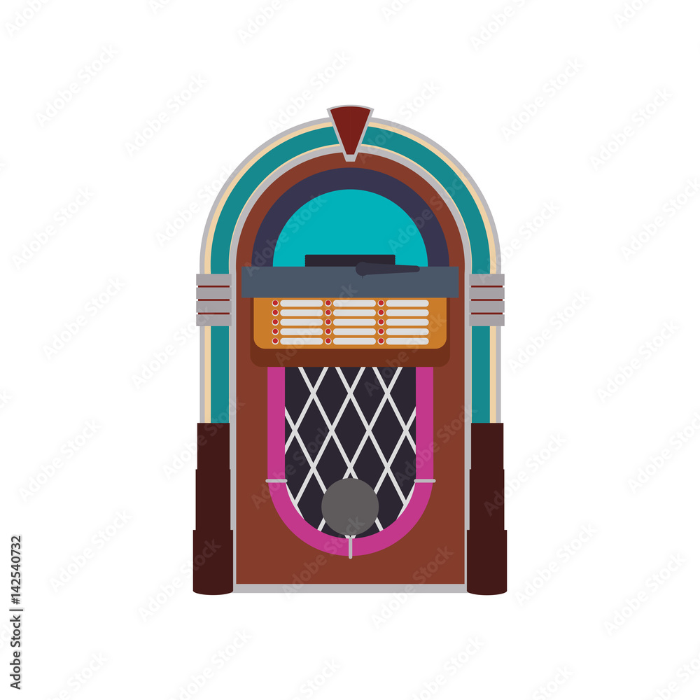 Jukebox vintage rockola icon vector illustration graphic design Stock