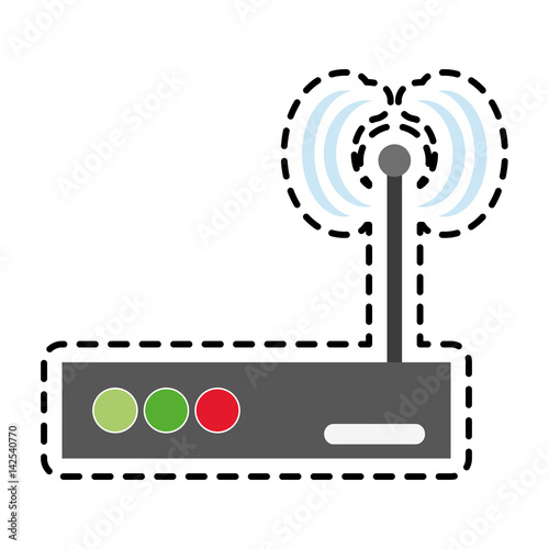 router device icon over white background. colorful design. vector illustration